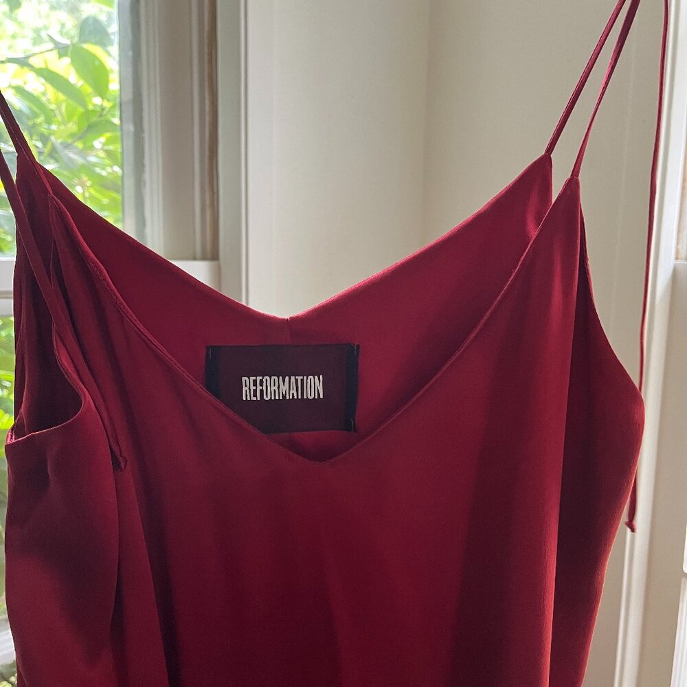 REFORMATION SILK RED MAXI DRESS